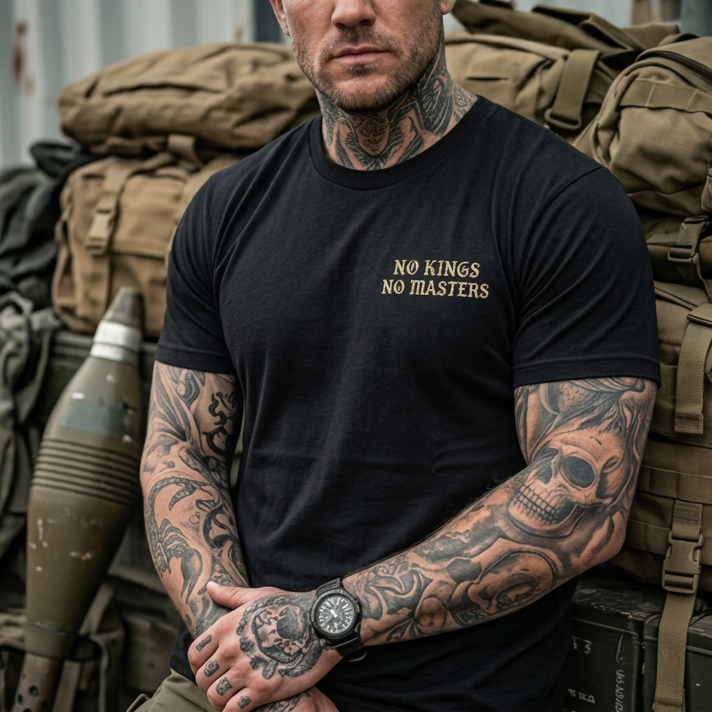 No Kings No Masters tee — front